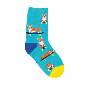 Skater Corgis Kids' Crew Socks (Age 2-4)