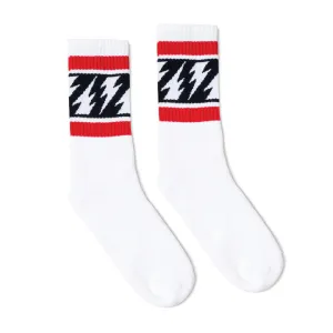 SOCCO Mike Vallely Lightning Bolt | White Mid Socks