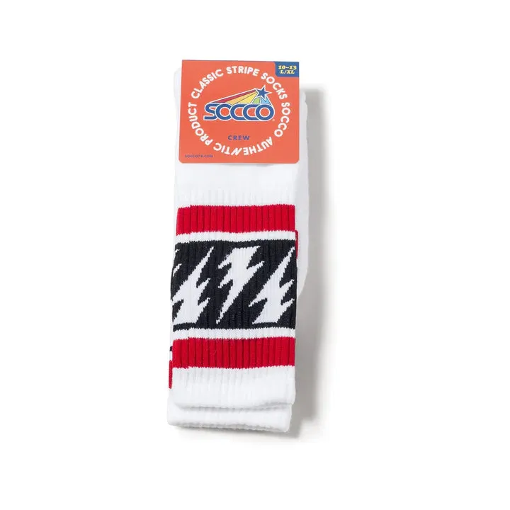 SOCCO Mike Vallely Lightning Bolt | White Mid Socks