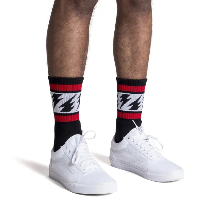 SOCCO Mike Vallely Lightning Bolt | White Mid Socks