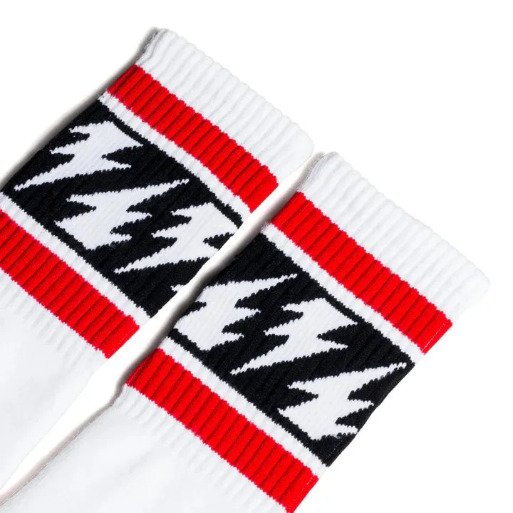 SOCCO Mike Vallely Lightning Bolt | White Mid Socks