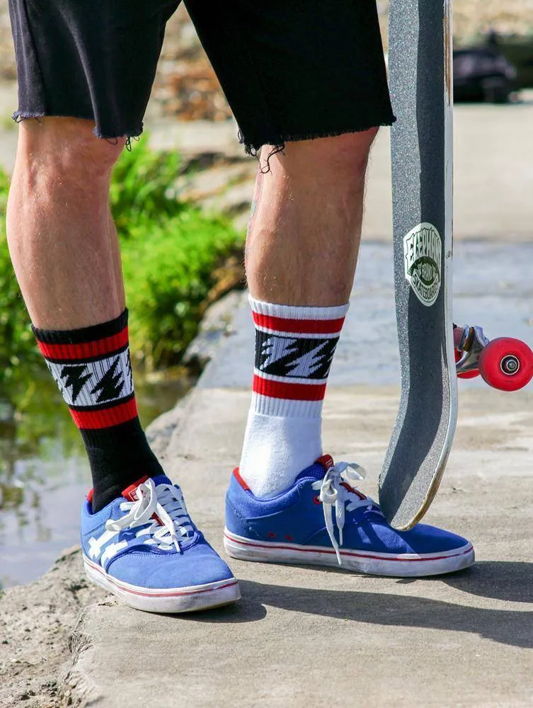 SOCCO x Mike Vallely Lightning Bolt Socks | White