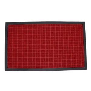 Square Design Entryway Mat Black & Red 900 X 1500