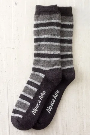 Striped (Black) Alpaca Crew Socks