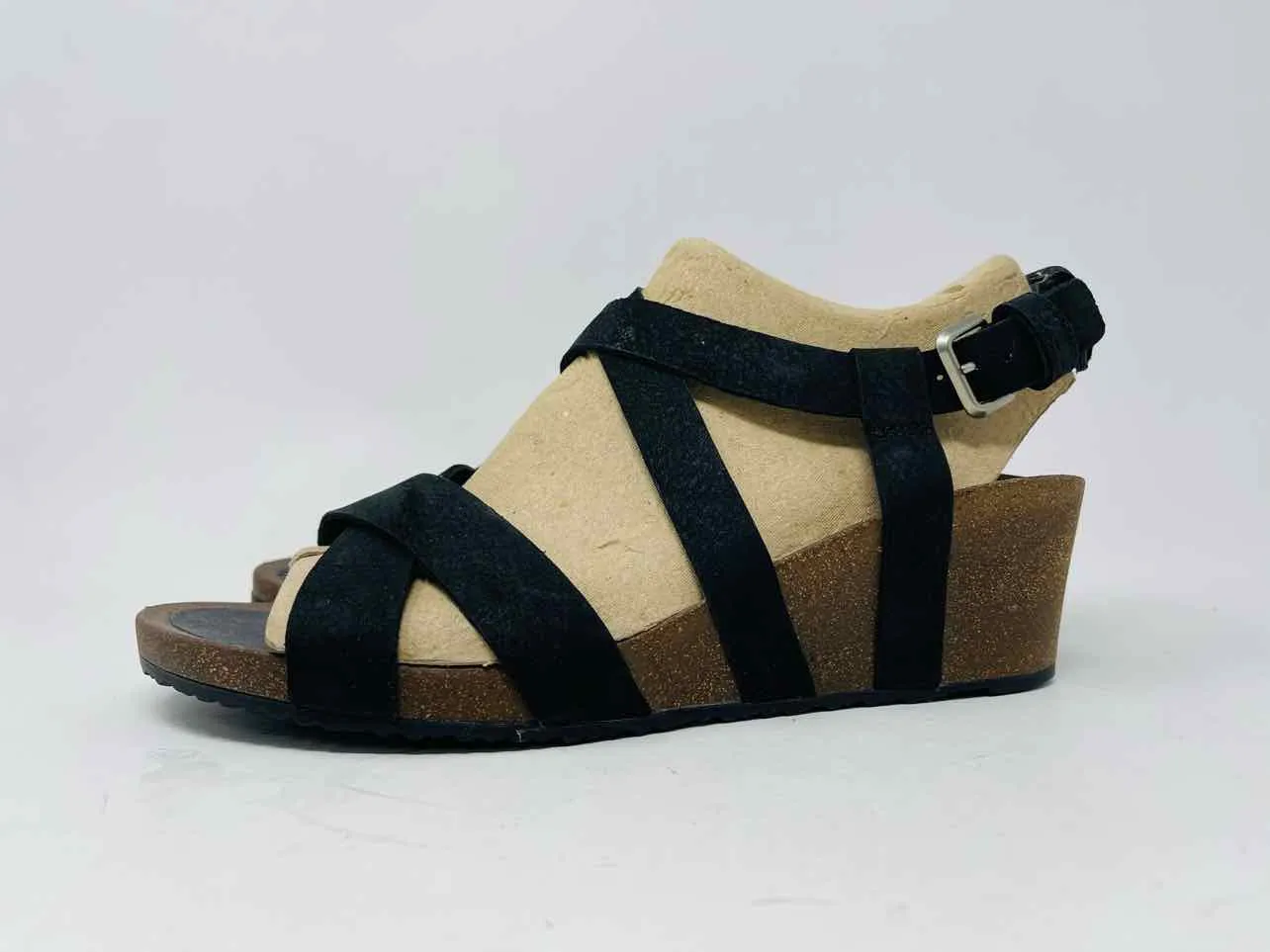 Teva Size 10 Black Slingbacks Suede Shoes Wedge Sandal