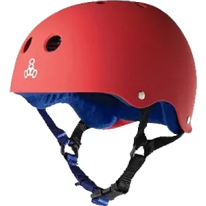 Triple 8 Red Matte Blue Skateboard Longboard Helmet