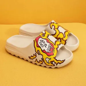 Wenkouban - Yellow White Casual Simplicity Printing Opend Comfortable Shoes