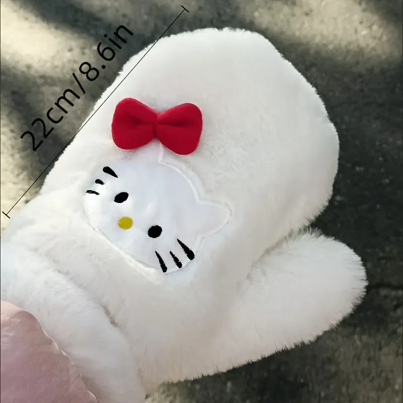 Winter Warm Cartoon Gloves - Soft, Kawaii Hello Kitty Design, Thermal Insulation for Cold Weather, Ideal for Cycling, Outdoor Travel, and Winter Sports - Y2k Style, Decorative Accessories