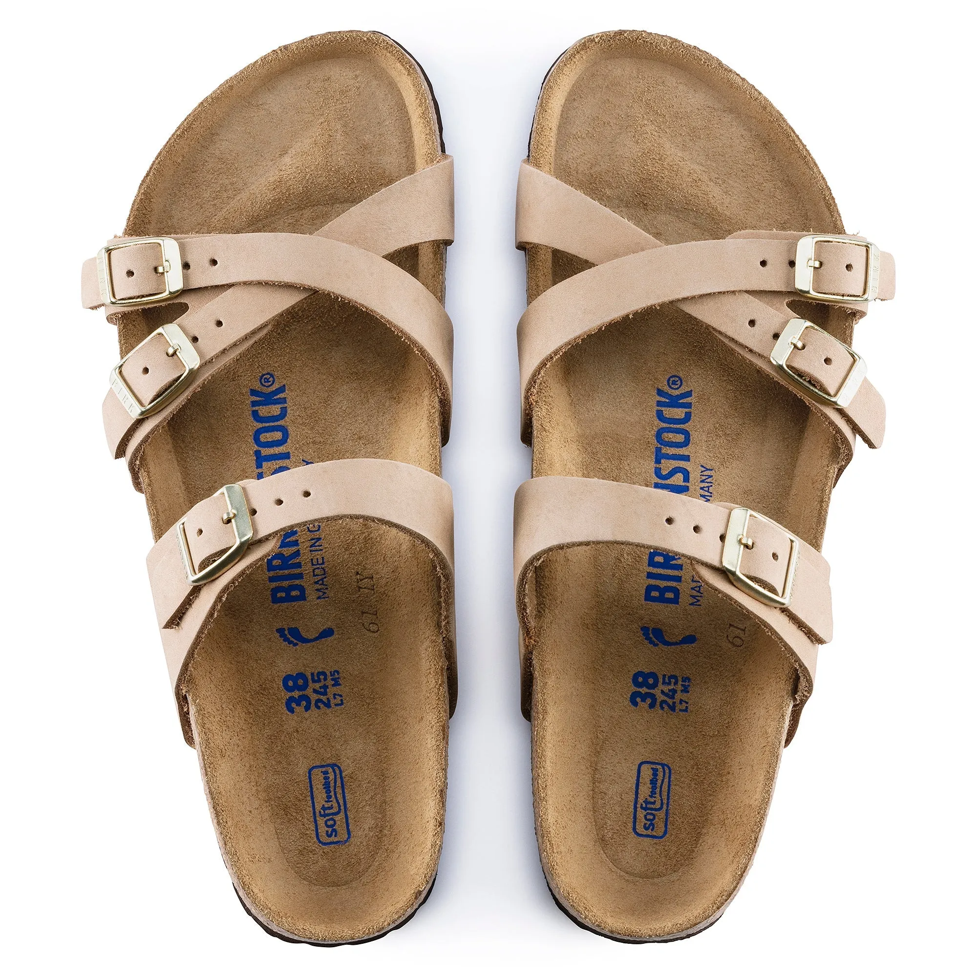 Women's Birkenstock Franca Soft Footbed Nubuck Leather Color: Sandcastle