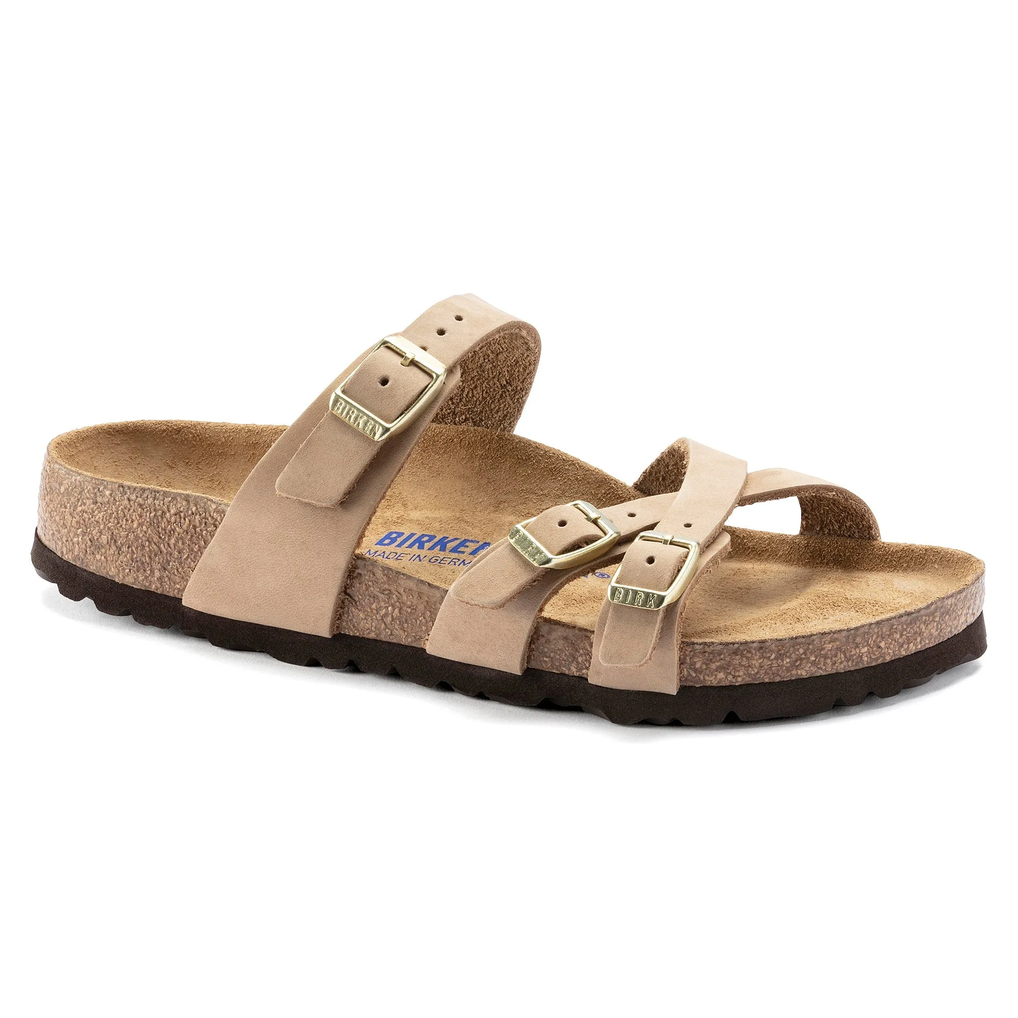 Women's Birkenstock Franca Soft Footbed Nubuck Leather Color: Sandcastle