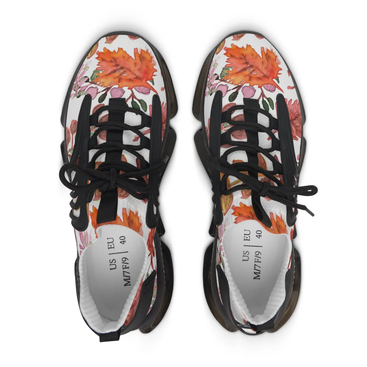 Women's Fall Leaves Mesh Sneakers, Best Floral Fall Leaf Print Mesh Breathable Sneakers For Women (US Size: 5.5-12)