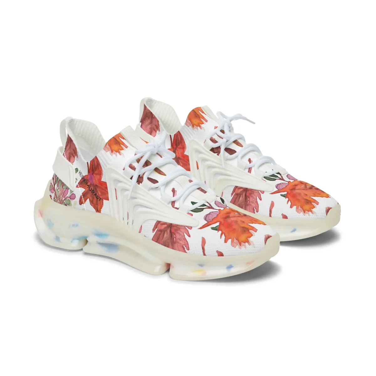 Women's Fall Leaves Mesh Sneakers, Best Floral Fall Leaf Print Mesh Breathable Sneakers For Women (US Size: 5.5-12)