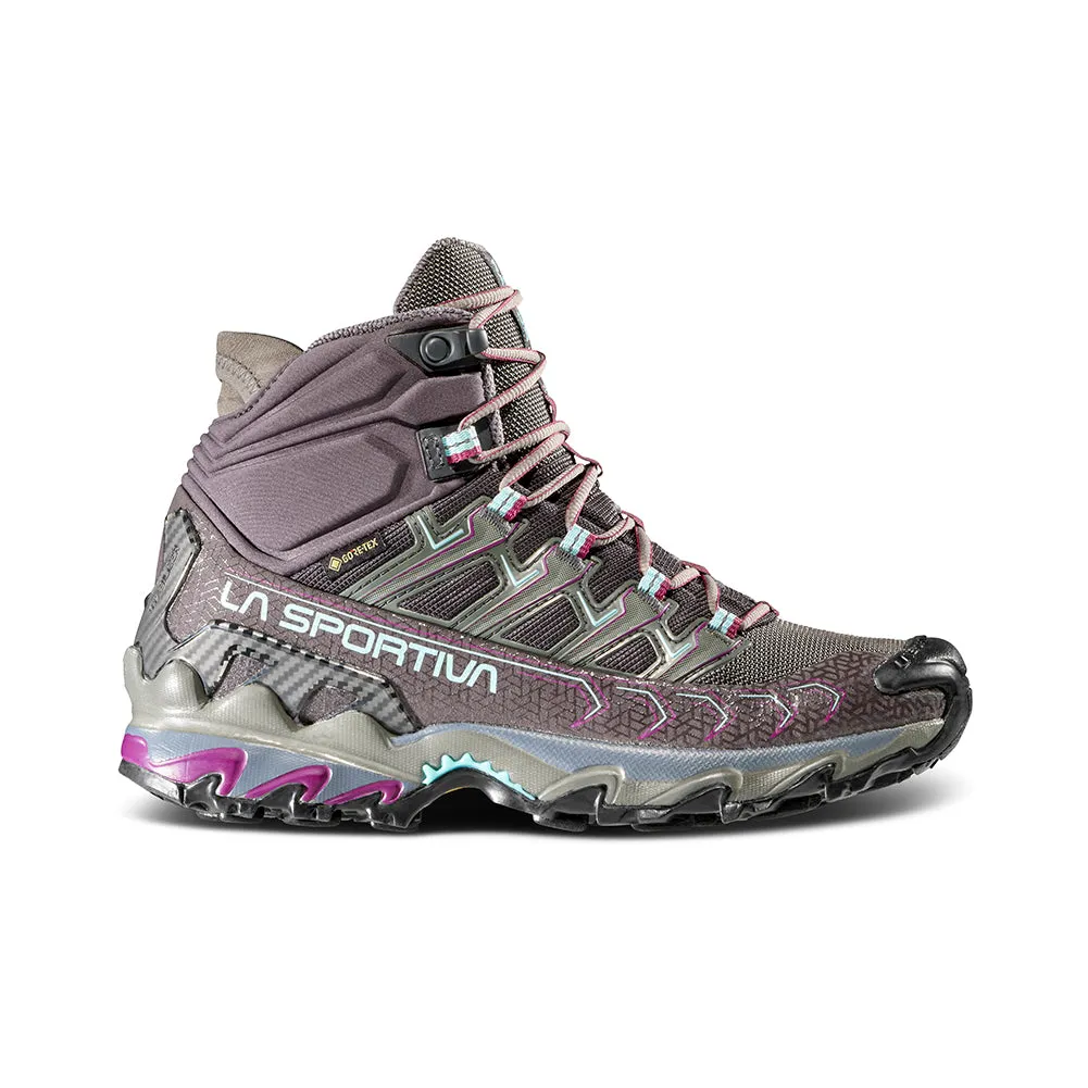 Women's La Sportiva Ultra Raptor II Mid GTX Color: Carbon / Iceberg