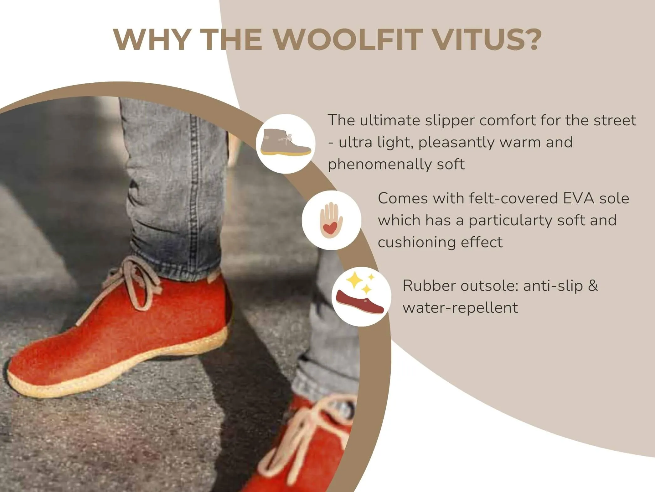 WoolFit Vitus | Felt Slipper Boots with Insoles & Rubber Sole